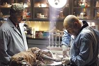 Grissom and the ME in the Mortuary at CSI, Las Vegas.