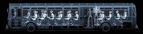 X-Ray Photo of Passengers in a Bus by Nick Veasey